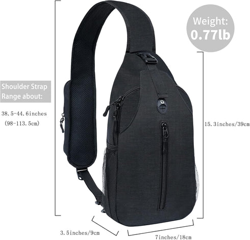 Sling-Bag Crossbody-Bag Women-Men Backpack-Daypack - Hiking Chest Travel with Water Bottle Pocket Portable Hiking Daypacks For Women Black...