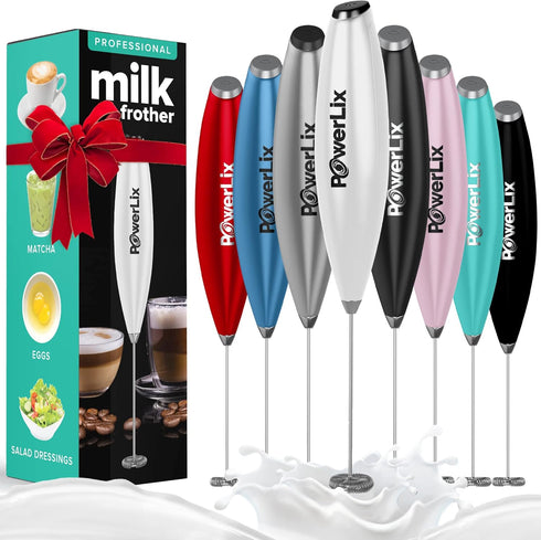 PowerLix Milk Frother Handheld Battery Operated Electric Whisk Beater Foam Maker For Coffee, Latte, Cappuccino, Hot Chocolate, Durable Mini Drink ...