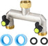 Brass Garden Hose Splitter - Water Hose Splitter 2 Way Heavy Duty, Outdoor Faucet Splitter with Shut Off Valves, Hose Bib Adapter and Spigot Conne...