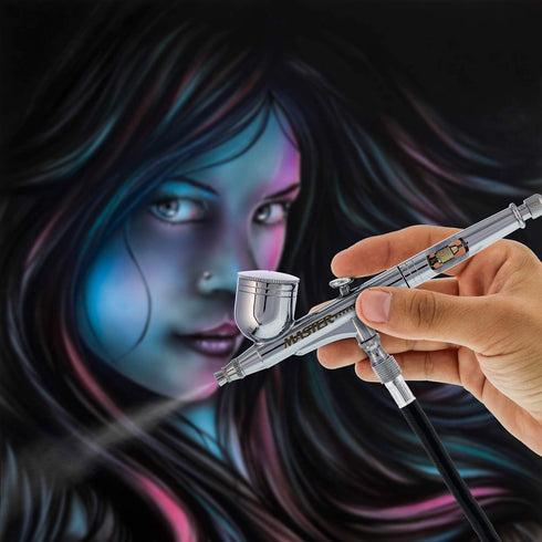 Master Performance G233 Pro Set Master Airbrush Gun with 3 Nozzle Sets (0.2, 0.3 & 0.5mm Needles, Fluid Tips and Air Caps) - Dual-Action Gravity F...