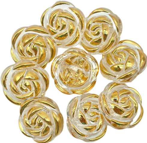 50pc 20mm Gold Edge Transparent Rose Flower Buttons for DIY Decoration Buttons Sewing Accessories Supplies...