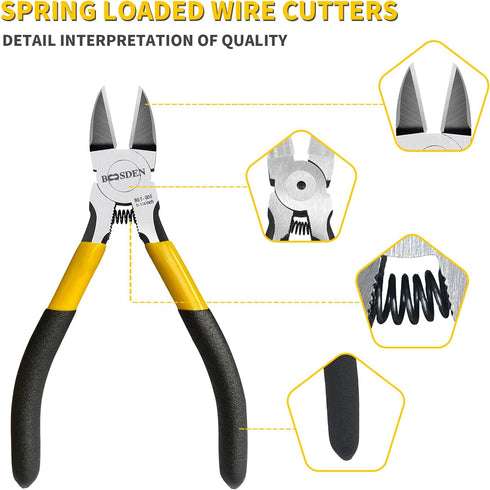 Wire Cutters, BOOSDEN 5 inch Flush Cutter, Dikes Wire Cutter for Crafting Electrical Jewelry Making, Precision Wire Cutter, Small Wire Cutter, Ult...