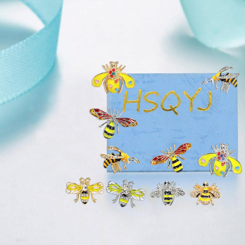 10 Pack Cute Bee Brooch Pin Set Enamel Crystal Animal Lapel Brooches Novelty Funny Pins Badges for Women Girls Boys Clothing Bags Backpacks Jacket...