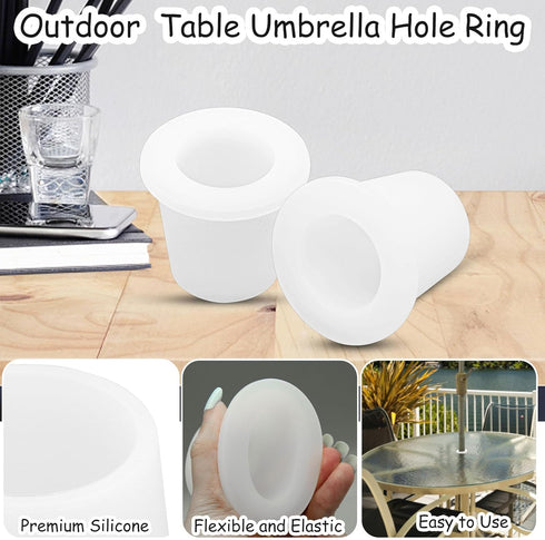 2Pcs Patio Table Umbrella Hole Ring Plug, Pool Umbrella Sleeve Stabilizer Cone Wedge, Silicone Umbrella Table Ring Hole Insert for 2-2.5 Inch Tabl...
