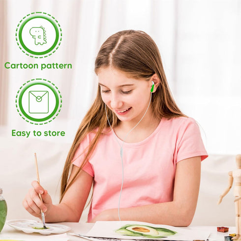 QearFun Dinosaur Style Earbuds for Kids in-Ear Headphones,Wired Heavy Bass Headphones,Earphone with Microphone Noise Isolating,Gifts for School Gi...
