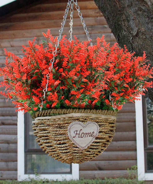 RECUTMS Artificial Lavender Flowers Plants 8 Bundles UV Resistant Faux Outdoor Plastic Greenery Shrubs Plants Hanging Planter Kitchen Home Wedding...