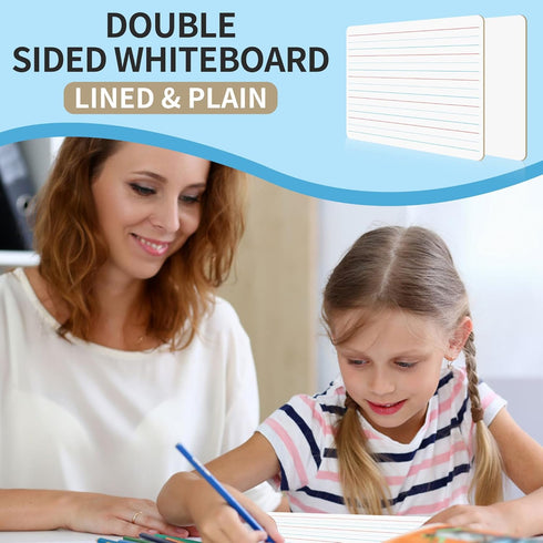 2pack 9x12 inches Dry Erase Board Lapboard Reusable Lined Erasable Ruled Writing Note Pad Lapboard, Blank Whiteboard on Reverse Mini Whiteboard, S...