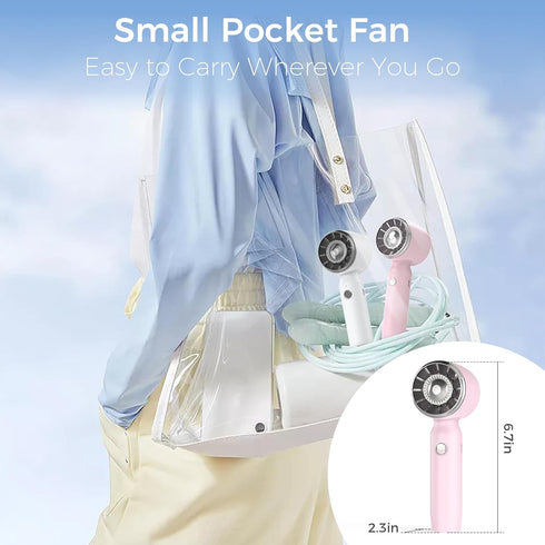 COMLIFE 2 PACK Portable Handheld Mini Fan, 3 Speeds Powerful Turbo Fan, Recharged Battery Operated Personal Small Pocket Fan for Indoor Outdoor Tr...