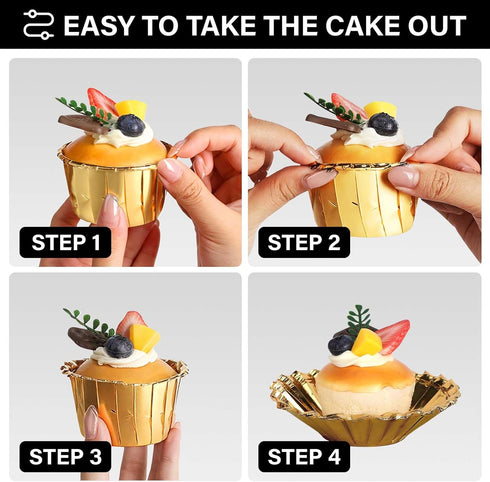 EUSOAR Gold Cupcake Cups, 3.5 Oz 50pcs Disposable Foil Muffin Liners, Gold Cupcake Baking Cups, Ramekin Aluminum Cupcake Tip Pan Ramekin Holders, ...