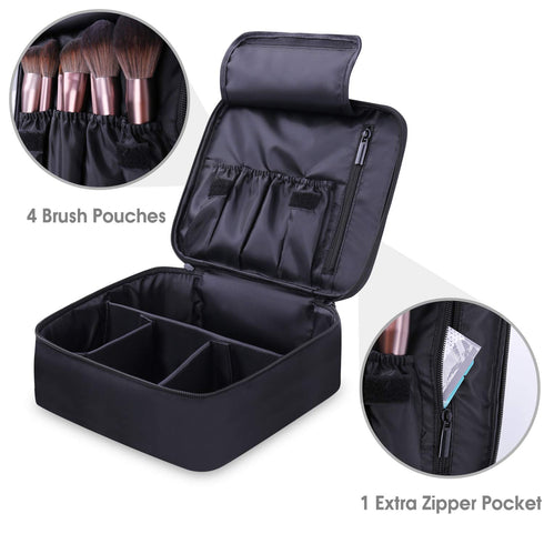 Narwey Travel Makeup Bag Large Cosmetic Bag Makeup Case Organizer for Women (Black-New)...