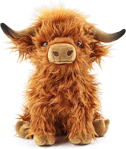 Highland Cows Stuffed Animal Realistic Scottish Cow Plush Toy Soft Farm Animal Cattle Plushie Doll Present for Adults Kids Boys Girls (Brown Cow, ...