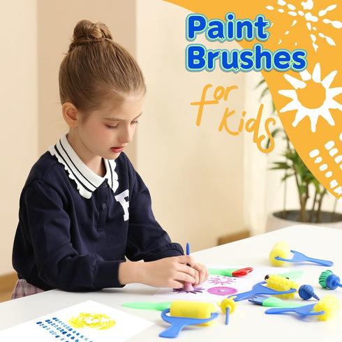 YGDZ Kids Paint Brushes, 12 Pack Washable Painting Brushes for Toddlers Kids Early Learning Toys Foam Roller Sponge Arts Crafts Gift...