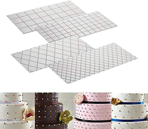 Cake Fondant Impression Mat Mold Diamond Quilted Grid Texture Embossed Lace Embossing Mat Cake Decorating Supplies for Cupcake Wedding Cake Decora...