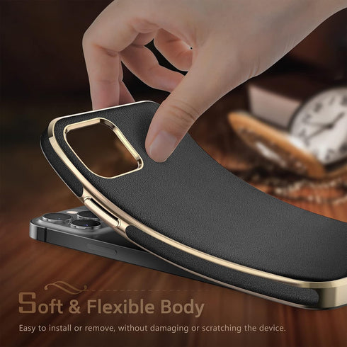 LOHASIC Designed for iPhone 13 Pro Max Leather Case, Premium Business Slim Classic Cover Soft Grip Shockproof Men Phone Cases Compatible with iPho...