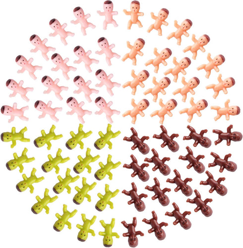 Lamoutor 200 Pieces Mini Plastic Babies Mixed Race For Baby Shower Party Favor Supplies Ice Cube Game Party Decorations 1 Inch ( Dark Brown, Latin...