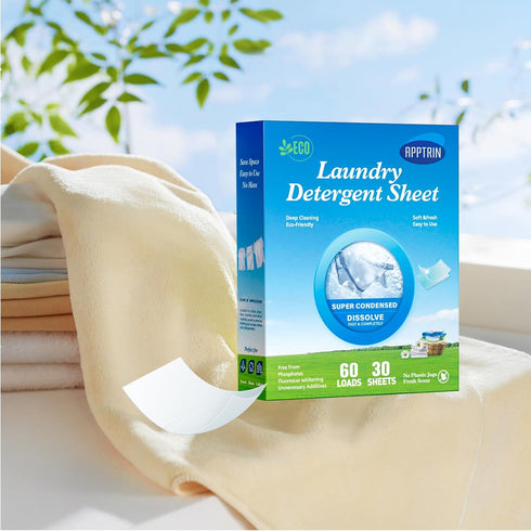 Laundry Detergent Sheets,Fresh Scent Travel Laundry Sheets Washing Sheets for Home Dorm Travel 30 Sheets / 60 Loads...