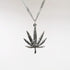 Marijuana Weed Pot Leaf Green Enamel on Silver Finish Pewter Pendant Necklace...