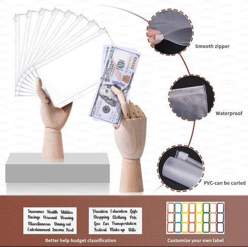 Onlyesh Budget Binder, Budget Binder with Zipper Envelopes, Cash Envelopes for Budgeting, Money Organizer for Cash, 28Pcs Budget Planner with Cash...