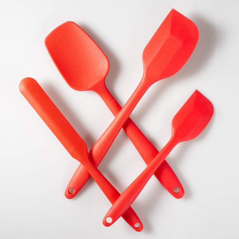 4 Piece Silicone Spatula Set, Flexible Heat Resistant Non-scratch Baking Cooking Rubber Spatulas with Stainless Steel Core, Red...