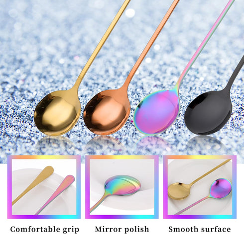 8 Pieces Long Handled Iced Tea Spoons, Stainless Steel Cocktail Stirring Spoons, 7.48 Inch Ice Cream Spoon, Iced Tea Spoon,Cocktail Stirring,Tea, ...