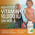 Bronson Vitamin D3 10,000 IU (250 mcg) High Potency - Supports Healthy Immune System, Strong Bones, Muscles & Teeth - Non GMO, 360 Softgels (1 Yea...
