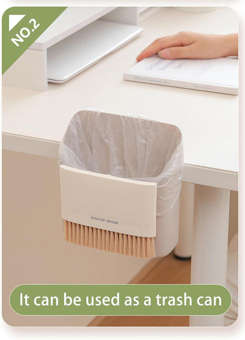 Small Broom and Dustpan Set, Portable Hand Whisk Broom Brush, Mini Hanging Trash Can,Soft Bristle Household Brooms with Dust Pan Combo Set for Cle...