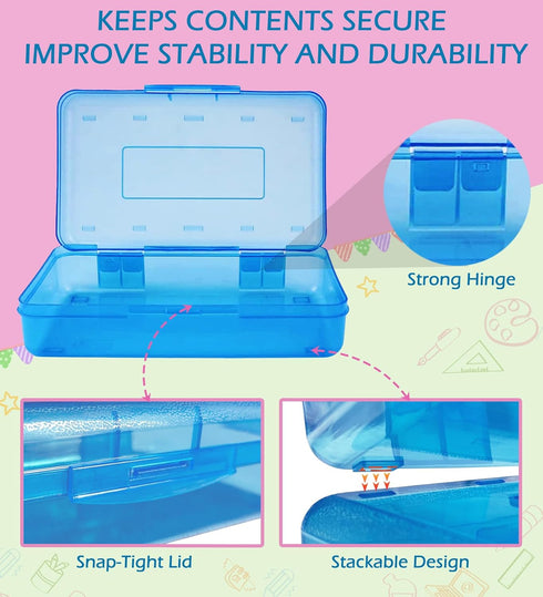 Plastic Translucent Pencil Box,Pencil Cases with Snap-Tight Lid for Pens, Pencils, School Supplies,Office Supplies, 1 Pack...