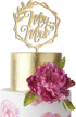 Mr and Mrs Wedding Cake Toppers Bride Groom Cake topper for Wedding Wooden Wreath Rustic Hexagon Funny Decoration Mr&Mrs Sign Gold Silver Brown (U...