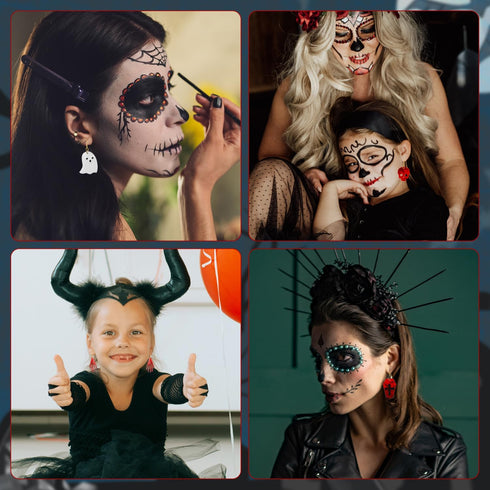 82pcs Halloween Earring Resin Molds, 10 Styles Resin Earring Molds with Earring Hook Silicone Resin Jewelry Molds Kit for DIY Earrings Keychain Je...