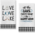 Seliem Live Love Lake House Kitchen Dish Towel Set of 2, Black White Buffalo Plaid Check Anchor Paddle Tea Bar Hand Drying Cloth, Spring Summer Fa...
