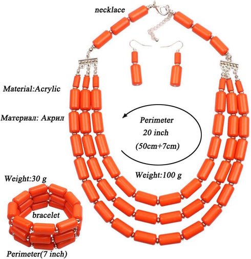 Fashion Handmade Bead Multilayer Statement Necklace Bracelet Earrings Jewelry Set...