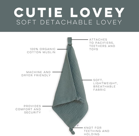 Ryan & Rose Cutie Lovey - Soft 100% Organic Cotton Muslin with Attachable Snap Closure - Loveys for Babies Newborn Baby Lovey Security Blankets fo...