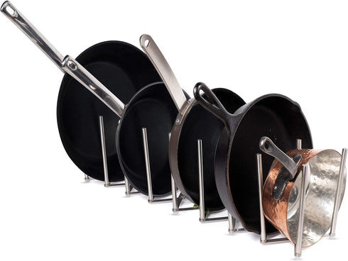 brightmaison BGT Stal Pots and Pans Organizer for Cabinet, Pot Lid & Plate Holder Adjustable Kitchen Organization Unit Stainless Steel 8 sectional...