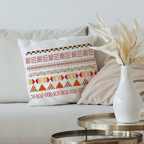 FINGERINSPIRE Mudcloth Elements Pattern Stencil 8.3x11.7inch Tribal Borders Drawing Template African Boho Floral Frame Stencils for Painting on Wo...