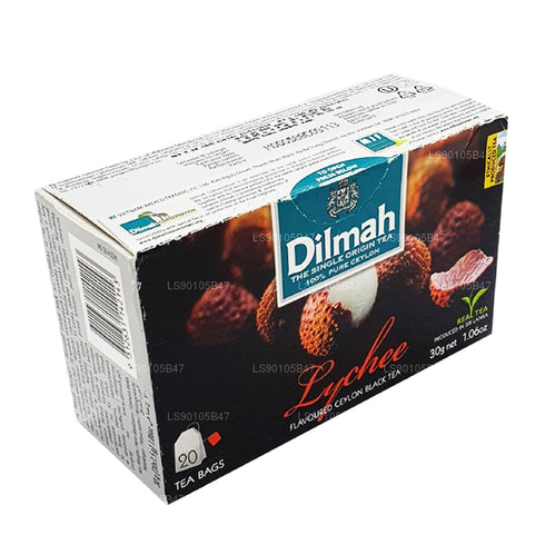 DILMAH Lychee Flavored Black Ceylon Tea - 20 Individually Wrapped Tea Bags - Premium Aromatic Blend - Rich Lychee Fruit Taste - High-Grown Ceylon ...