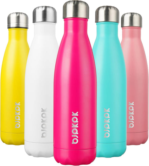 BJPKPK 17oz Insulated Stainless Steel Water Bottles,Sports Water Bottles Keep Cold for 24 Hours and Hot for 12 Hours,BPA Free for Travel,Pink...