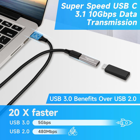 USB C Coupler 4 Pack, USB C Female to Female Connector, USB Type C Female to Female Extension Adapter Supports Fast Charging and Data Transfer Ext...