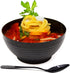 50 Pack 3 oz. Asian-Style Black Mini Plastic Bowl With Spoons For Appetizer Bowls and Disposable Dessert Bowls Professional-Grade Recyclable Dispo...