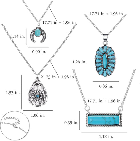 Western Necklaces for Women Western Necklace Set Bohemian Turquoise Hippie Accessories Ligtning Pendant Necklace Set 90S Cowgirl Necklace Jewelry ...