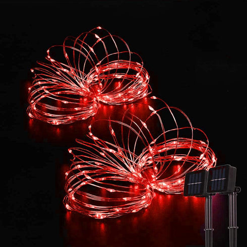 Outdoor Solar String Lights, 2 Pack 33ft 100L Solar Copper Fairy Lights,8 Modes Twinkle Lights Decor for Indoor Outdoor Patio Yard Trees Christmas...
