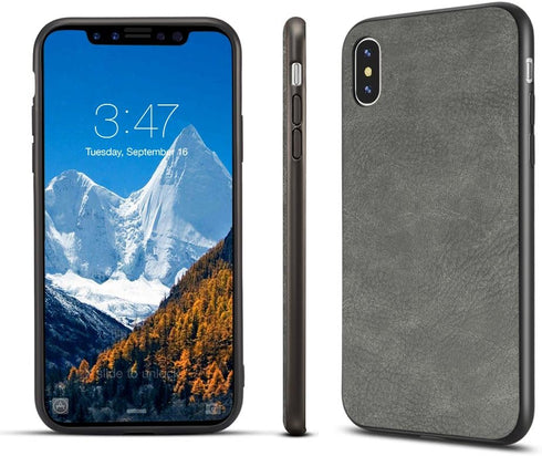 SALAWAT for iPhone Xs Case Slim Shock Proof Phone Cover Lightweight Premium PU Leather TPU Bumper PC Protection for iPhone X 5.8 inch (Gray)...