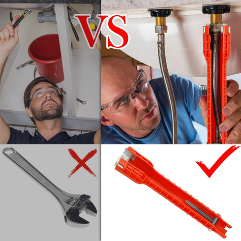 Faucet and Sink Installer Multi Tool, Basin Wrench, Multi-functional Wrench Plumbing Tool, 14 in 1 Faucet Wrench, Sink Wrench Plumbers for Pipe an...