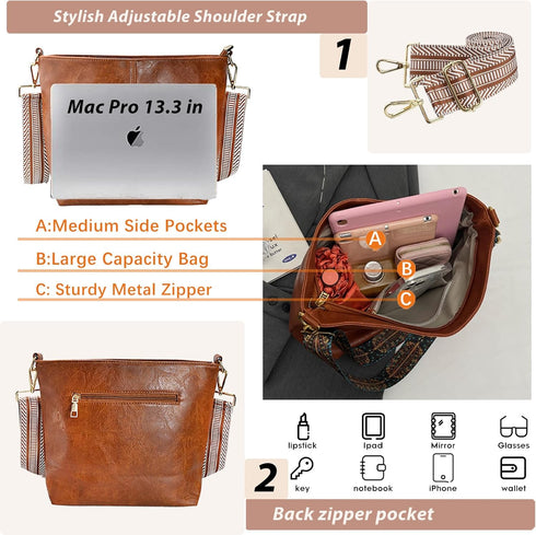 KlaOYer Hobo Bags for Women Vegan Leather Guitar Strap Shoulder Purses and Handbags...