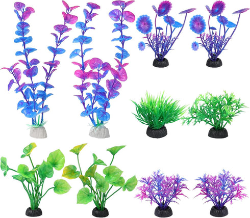 AQUANEAT Fish Tank Accessories,Fish Tank Plants, Aquarium Decorations Green Plants, 10pcs Purple Fish Tank Decorations...