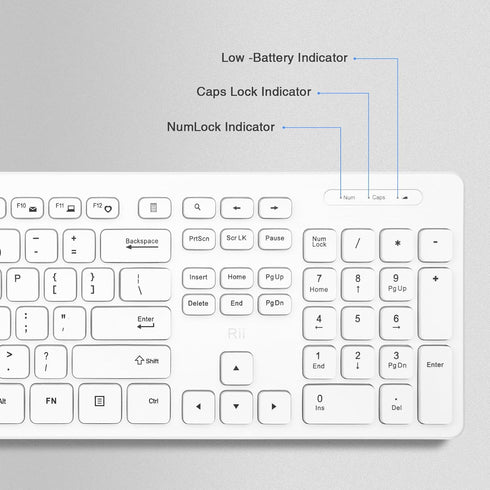 Wireless Keyboard and Mouse Combo - Rii Standard Office PC Keyboard and Optical Wireless Mice (WHITE)...