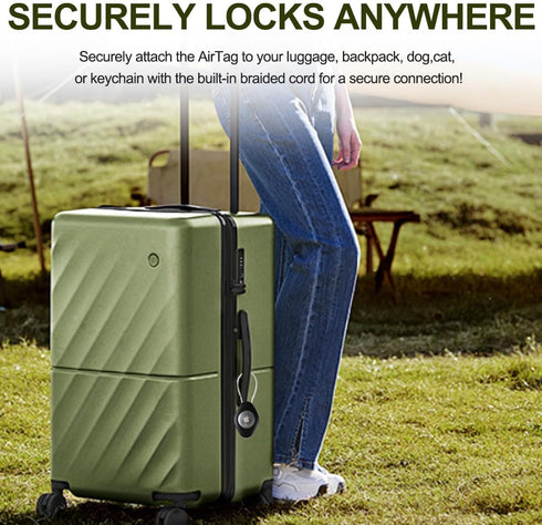 Compatible with Apple AirTag Holder with Wire Cable, Waterproof Air Tag Lock Case Keychain Secure Holder for Key Keyring Backpacks Luggage Pet, Bl...