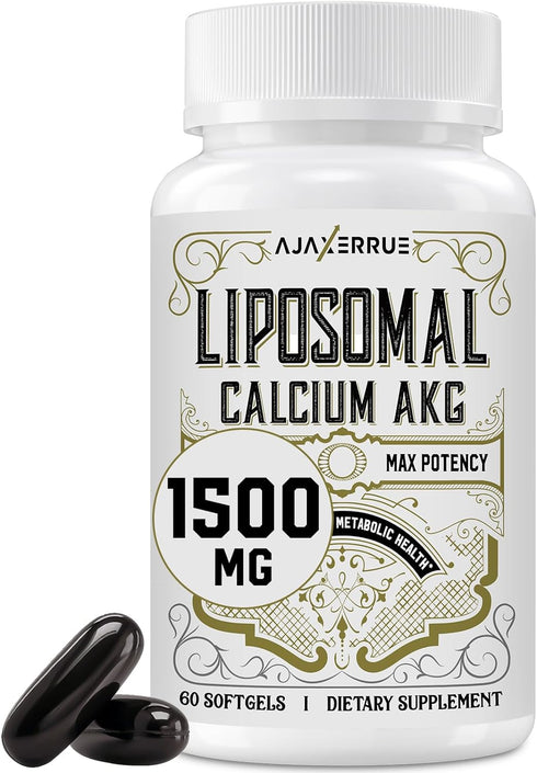 Liposomal Calcium AKG Supplement 1500 MG (Alpha-Ketoglutaric Acid), High Absorption, More Effective Than AAKG, Ca AKG for Longevity, Age Defense, ...