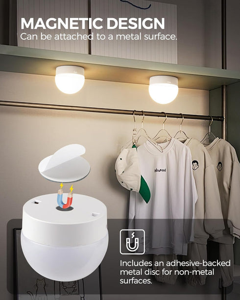 Rechargeable Light Bulbs with Remote Control, Battery Operated Light Bulbs with Timer, 3 Color Temperature, Dimmable Wireless Puck LED Bulb for Wa...