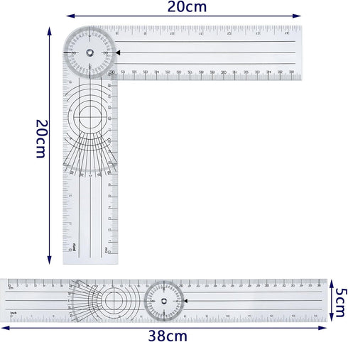 Plastic Goniometer Quick Angle Protractor Clear Angle Finder Angle Ruler with 7 Inch Arm Angle Measurement Tool for School Office Measuring Drawin...