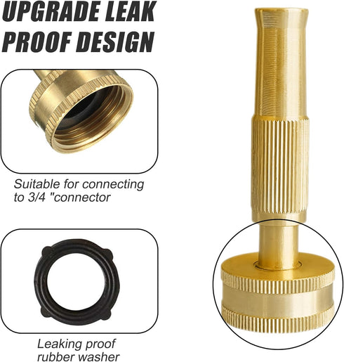 Adjustable Metal Twist Hose Nozzle Sprayer, 4" Heavy-Duty Brass Hose Nozzle Garden Sprayer with 10 Rubber Washers, for Gardening Watering Patio La...